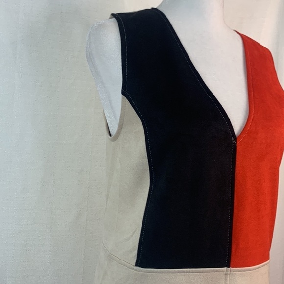 Zara Sleeveless Faux Suede Color Block Dress - Picture 8 of 16